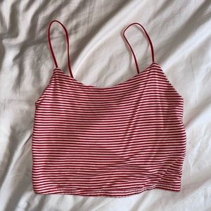 Pac dun basics red and white striped cropped top